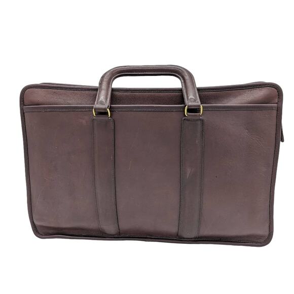 Coach Vintage Embassy Briefcase Mahogany Brown Leather Zip Close Made in USA - Picture 1 of 12